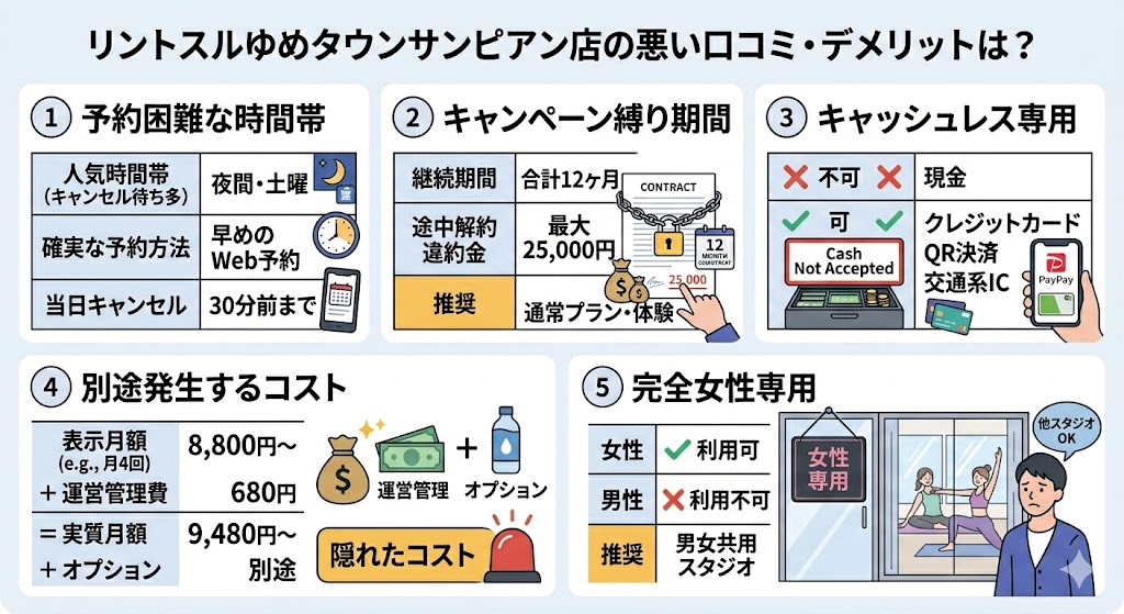 リントスルゆめタウンサンピアン店の悪い口コミ・デメリットは？